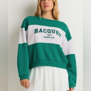 NWT Z SUPPLY RACQUET SWEATSHIRT IN GREEN AND WHITE SIZE LARGE